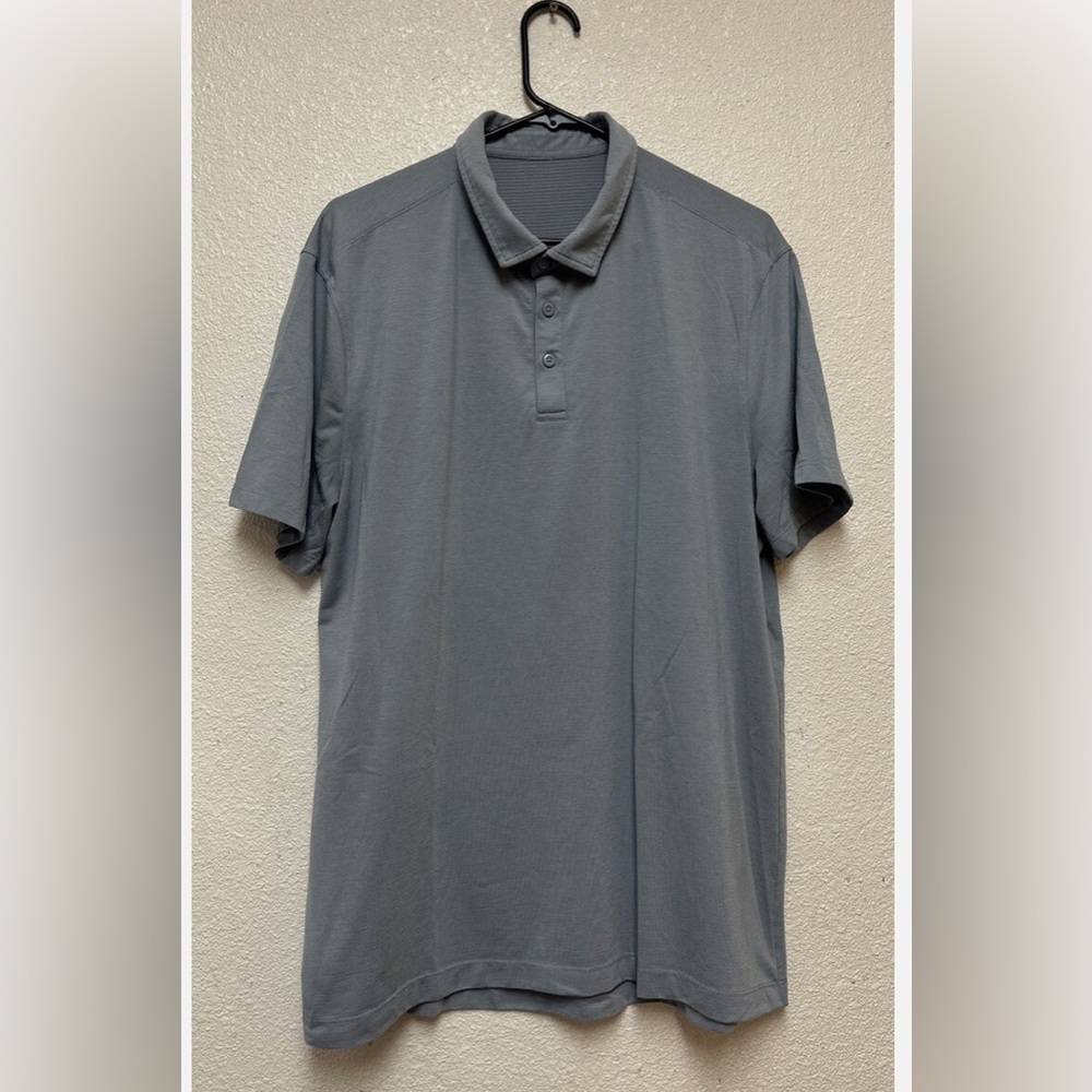 Lululemon Metal Vent Tech Polo Shirt Mens Gray Blue Golf Shirt Sz XL